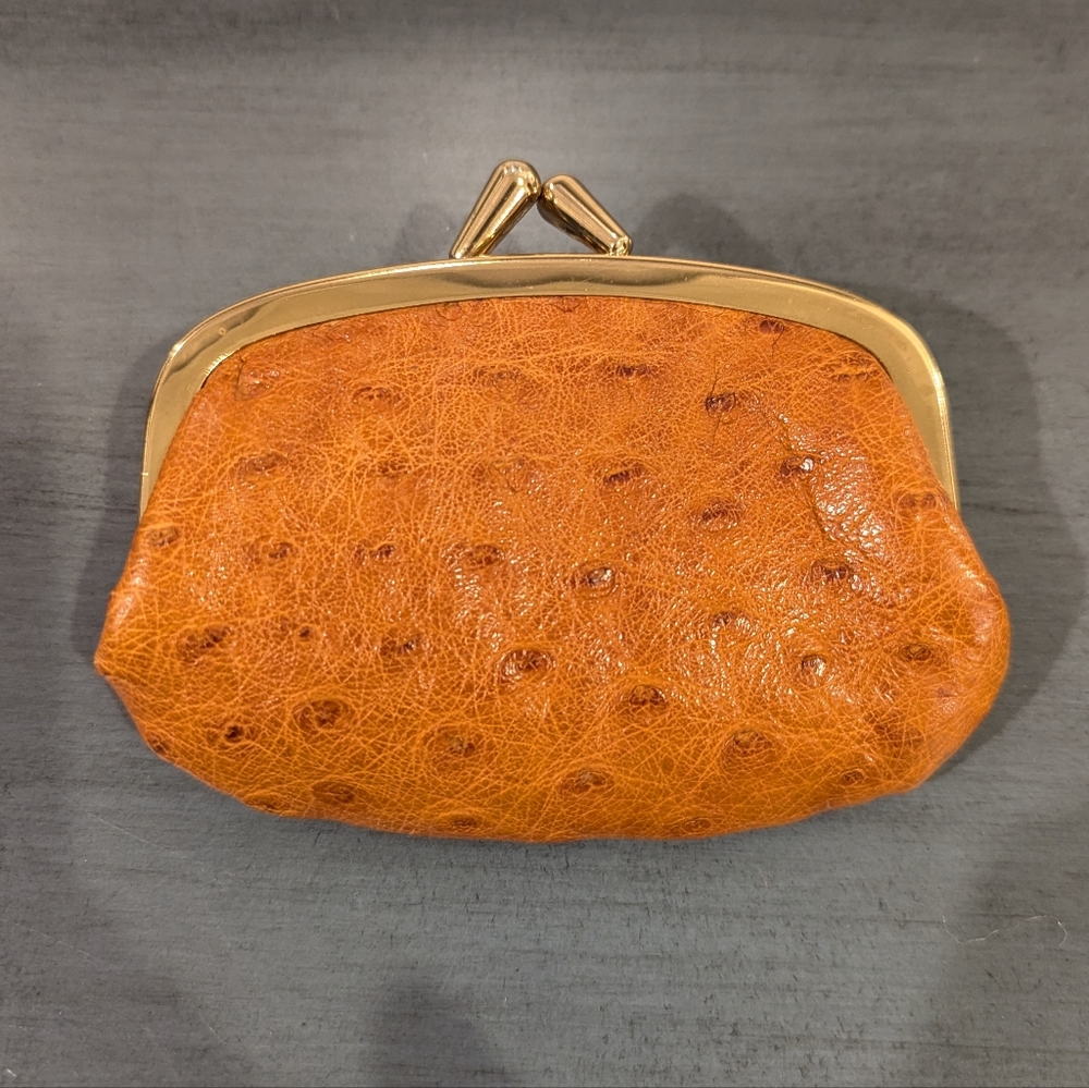 Vintage ostrich leather coin purse